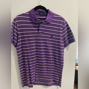 purple striped Ralph Lauren polo